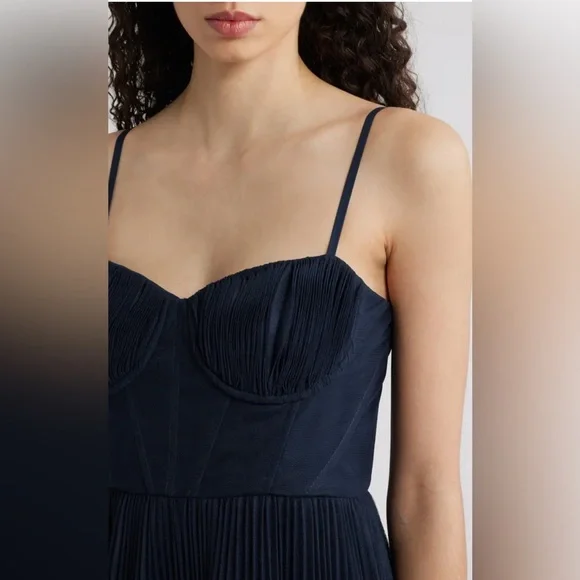 Hutch Pleated Cocktail Dress with Mesh Overlay - Picture 5 of 8